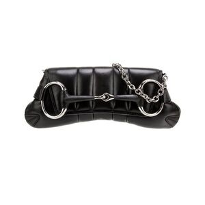 Gucci Horsebit‎ Chain Shoulder Bag Vertical Quilted Leather Medium Black